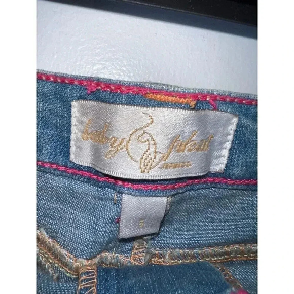 baby phat vintage womens sz 5 denim blue jean shorts stretch embroidered Y2K NWT - Picture 5 of 8